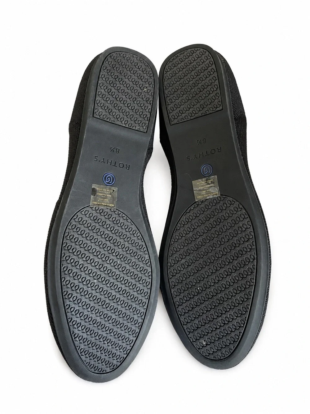 Rothy’s The Loafer Black Cobalt Blue Trim Washable Flats Women’s 8.5